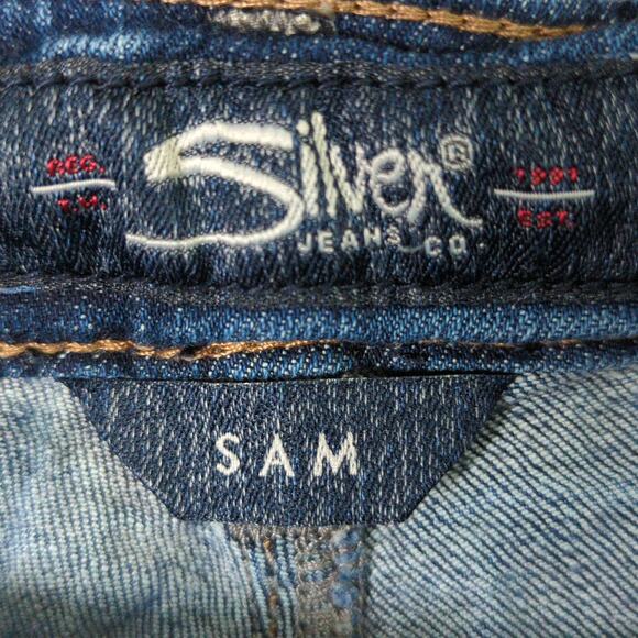 Silver Jeans Womens 28x25 Blue Sam Distressed Stretch Raw Hem - Picture 2 of 10